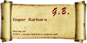 Goger Barbara névjegykártya